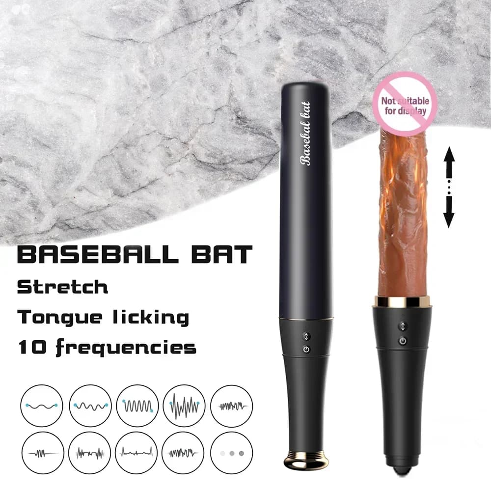 SCBaseball Bat vibratore retrattile leccare realistico dildo riscaldato spinta pistola masturbatore Sexmachine giocattolo adulto del sesso Joinjjtoy