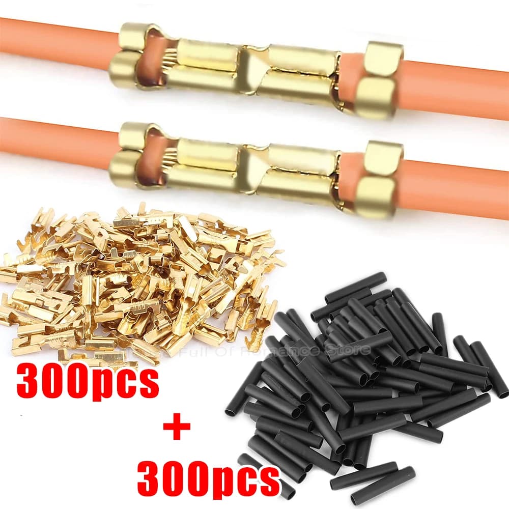 Set of U-shaped electric cable connectors Set of crimping terminals for quick wiring cable block 0.5-1.5 mm2 with thermo-shrinkling tube kit