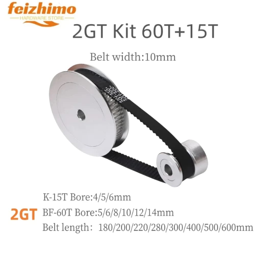 2GT Timing Pulley Set GT2 Synchronous Wheel 60T 15T With A Width Of 10mm Synchronous Wheel For 3D Printer Transmission Ratio 3:1