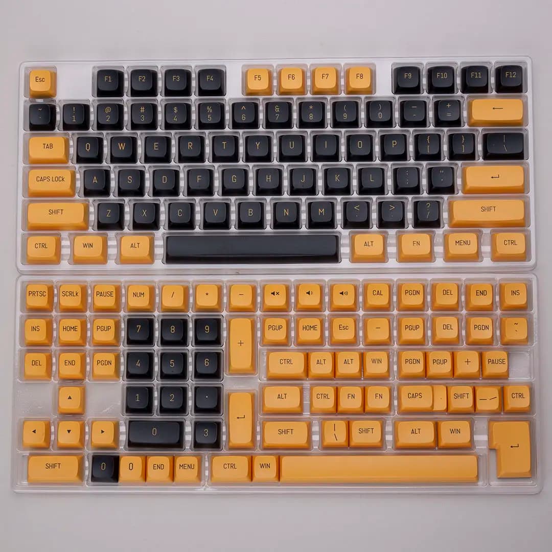149 black and orange keys for mechanical keyboard, CSA headset in double layer PBT for keyboards with MX switch, gamer cover, DIY.