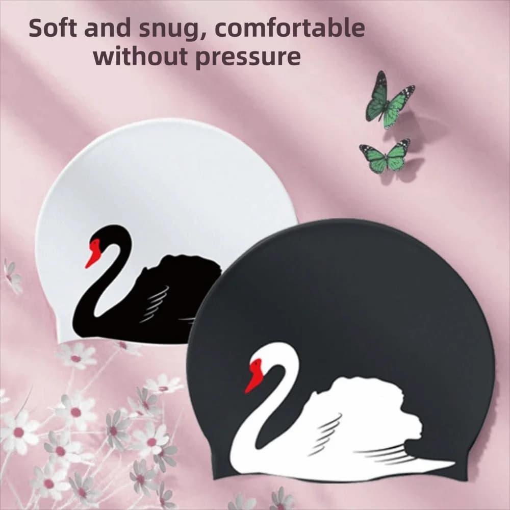 Plus Size Swimming Cap Anti Slip Ear Protection Diving Hat Printed Pattern Elastic Bathing Caps For Long Short Hair