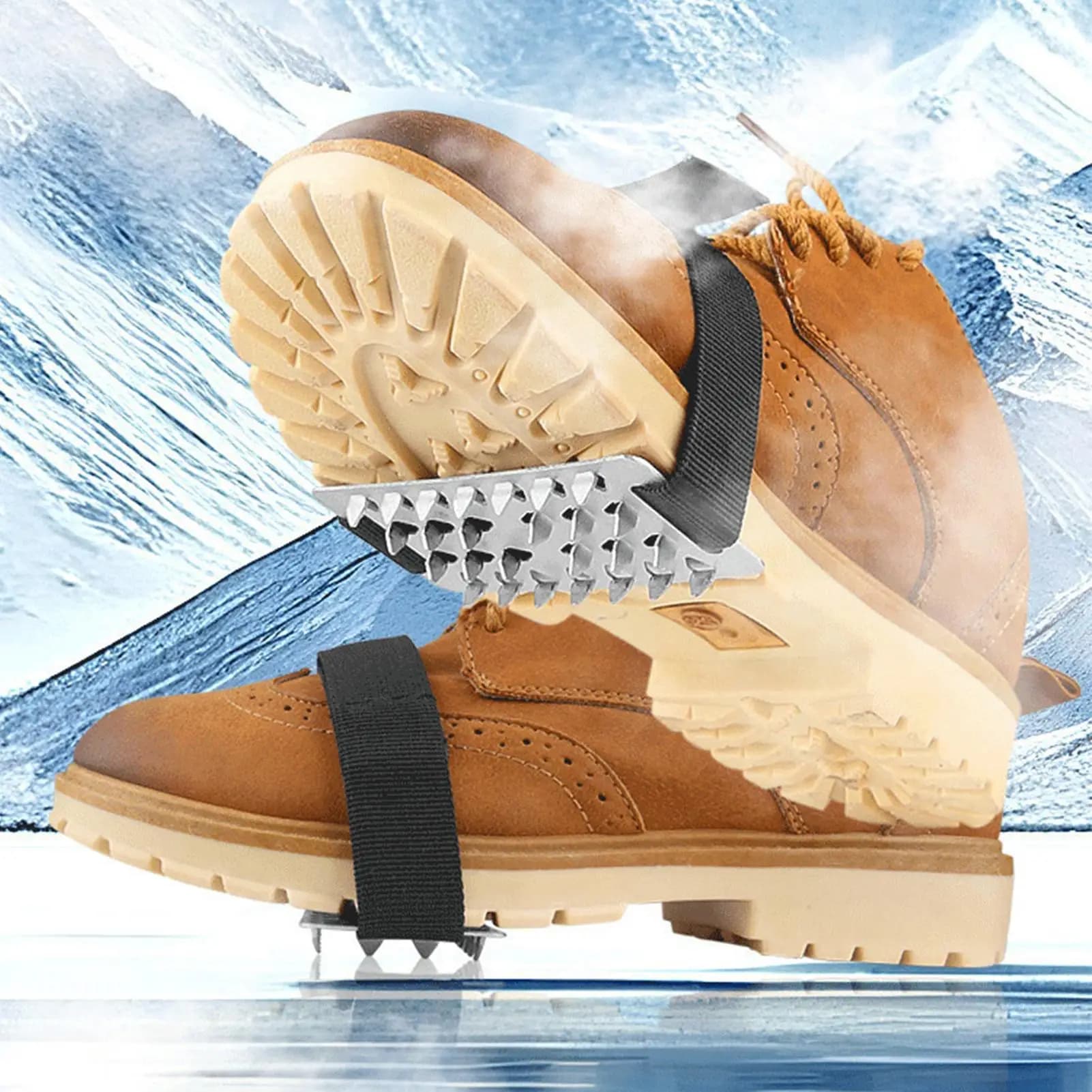 Tacchette Antiscivolo in Acciaio Inox per Scarpe, Ghiere per Ghiaccio, Attrezzi di Trazione per Arrampicata, Corsa, Alpinismo e Camminata