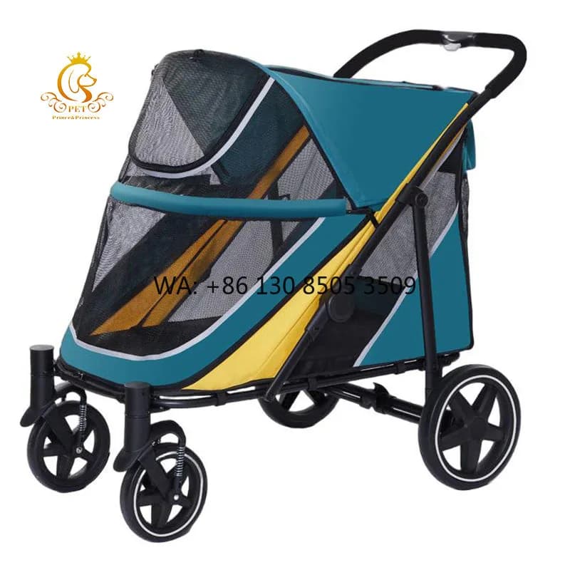 Carrello di Lusso a 4 Ruote per Animali Domestici, Passeggino Pieghevole per Cani e Gatti, Ideale per Jogging e Viaggi
