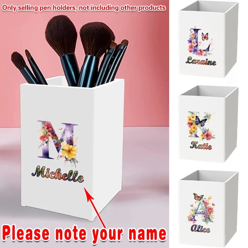 Nome personalizzato Pratica tazza per matita acrilica Organizzatore da scrivania Portapenne Porta pennelli per trucco Accessori per ufficio Organizzatore di studio