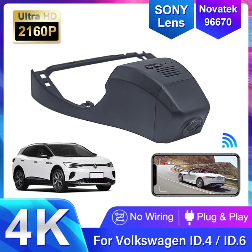 4K 2160P Plug and Play Car DVR videoregistratore Wifi Dash Cam per Volkswagen IDX4 ID.4 ID4 crzz, IDX6 Pure 2021 Control By APP