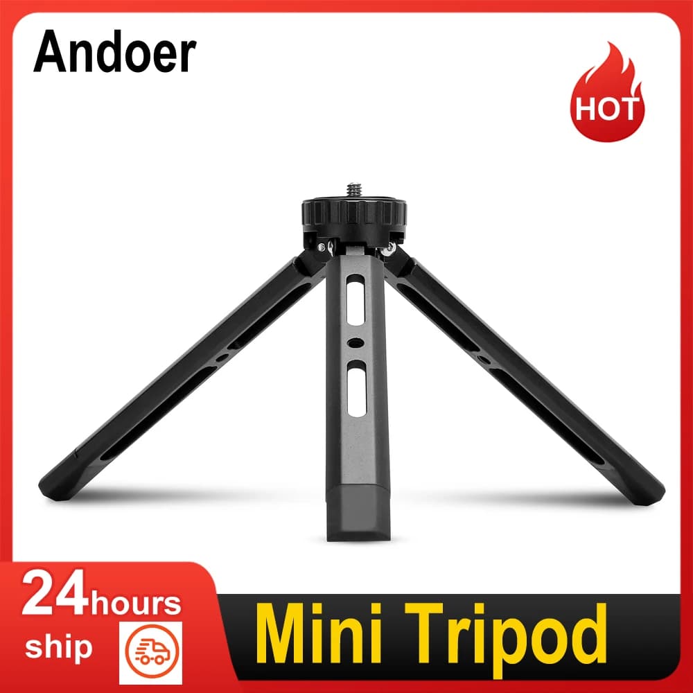 Mini Metal Tripod Aluminum Alloy Table Tripod with 1/4 inch screw for ILDC DSLR Camera Projector