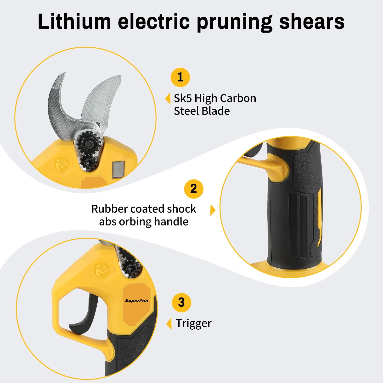 Powerful Superpan Brushless Electric Scissors, Garden Tools, Powerless Shafts, Compatible with Dewalt Battery 20V
