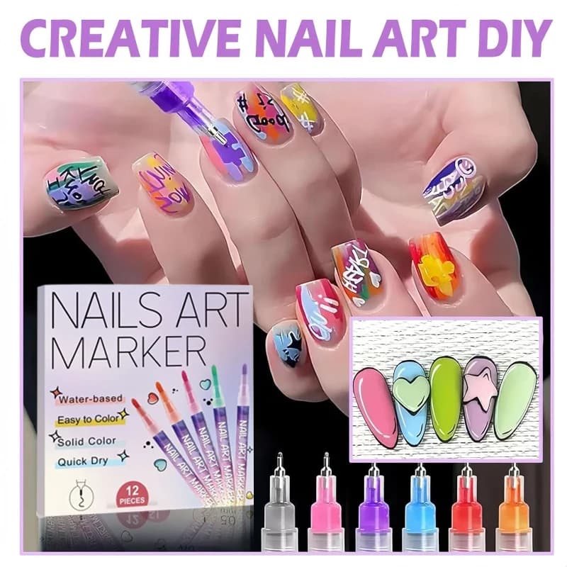 Penna per Nail Art con Punta Fine e Colore Duraturo, Facile da Usare per Principianti nell'Uso Quotidiano