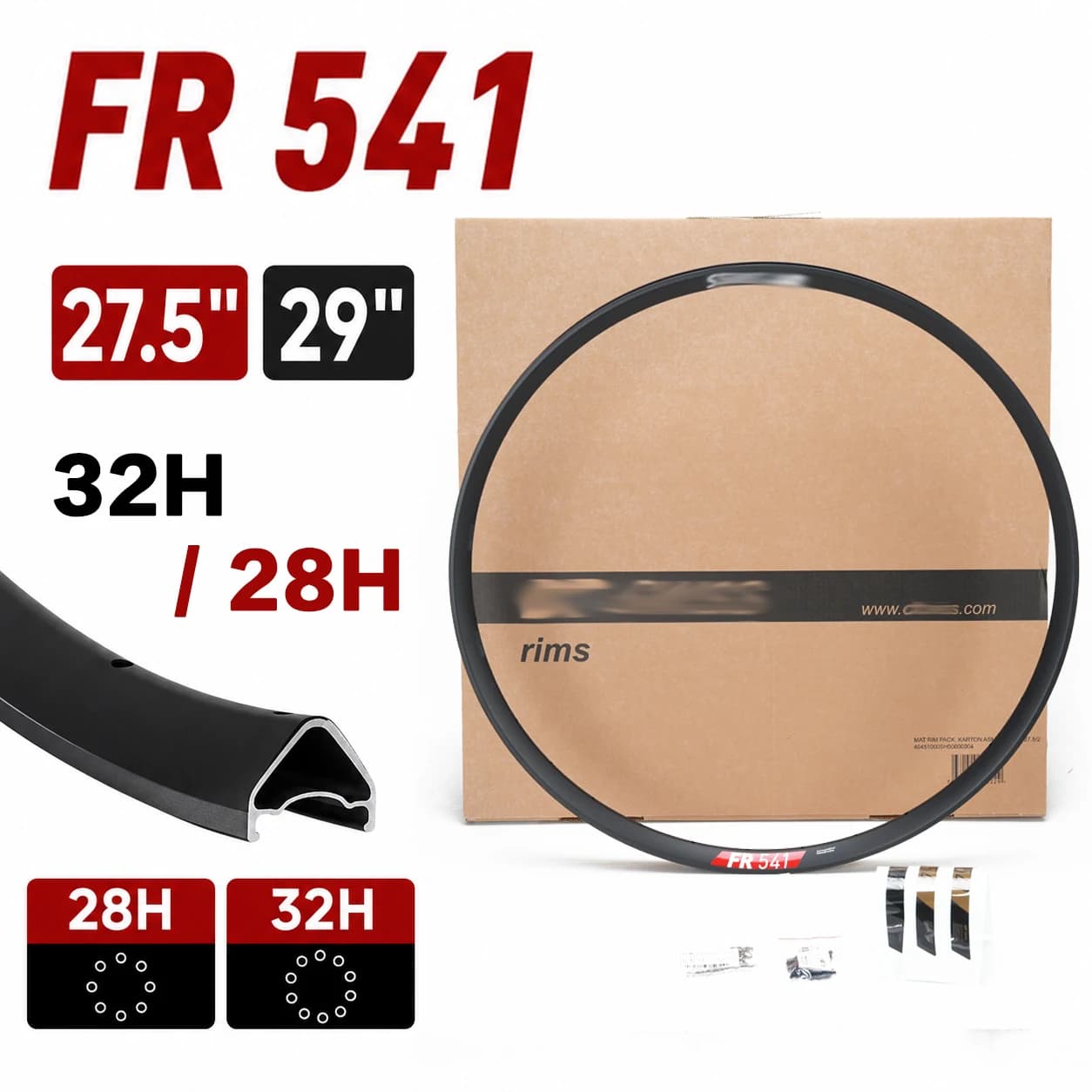 MTB Bicycle Rim FR541 Style 27.5er 29er Tubeless Ready Aluminum Rim 28H 32H Enduro Downhill Mountain Bike Wheel Rim