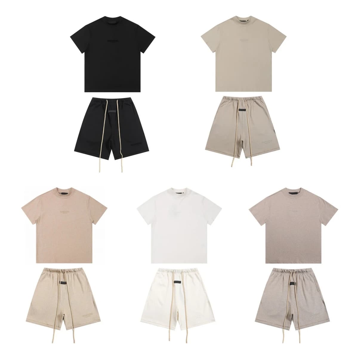Set di t-shirt e pantaloncini con stampa logo piccolo della serie Classic Brand Cloud, t-shirt girocollo e pantaloncini corti, set di abbigliamento streetwear alla moda.