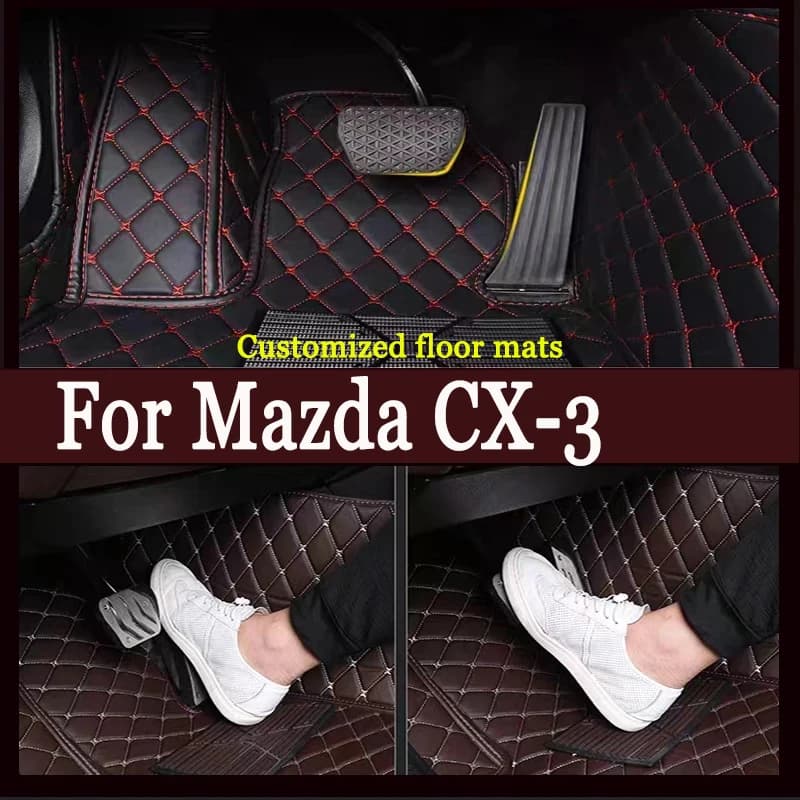 Car Floor Mats For Mazda CX-3 CX3 DK 2016~2022 Leather Luxury Mat Protective Rug Carpet Set Auto Interior Parts Car Accessories