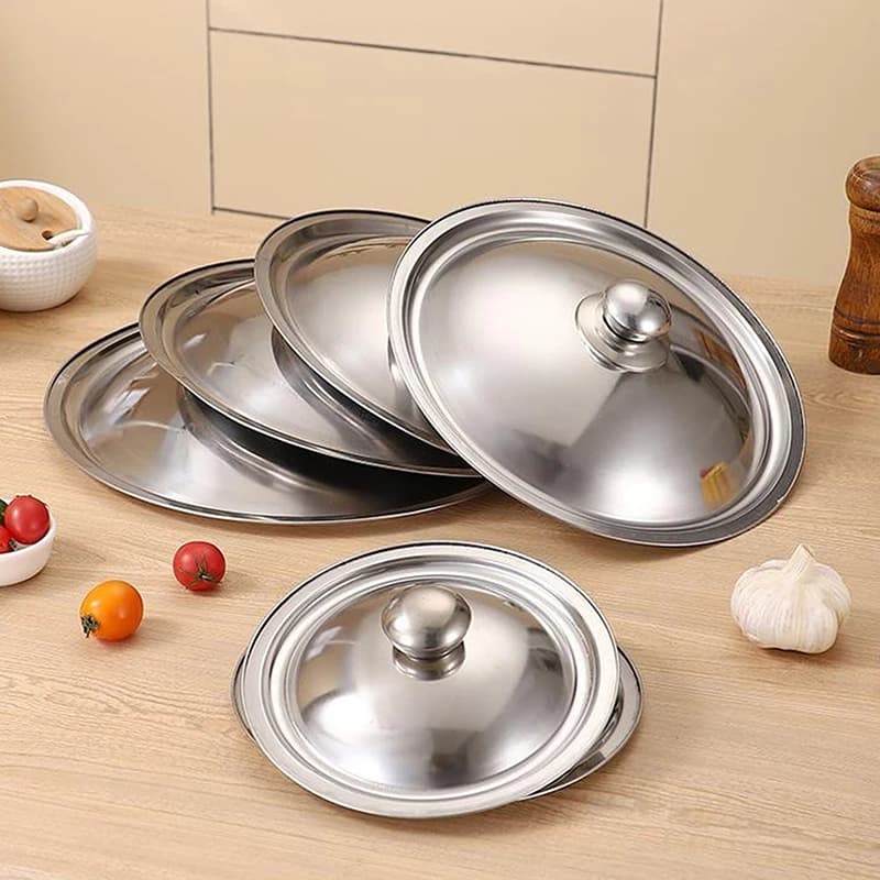 diPace di 10-32 cm Stainless Steel Round Pot Cover Universal Spare Pan Cover Dishwasher with smooth edge for Wok pan