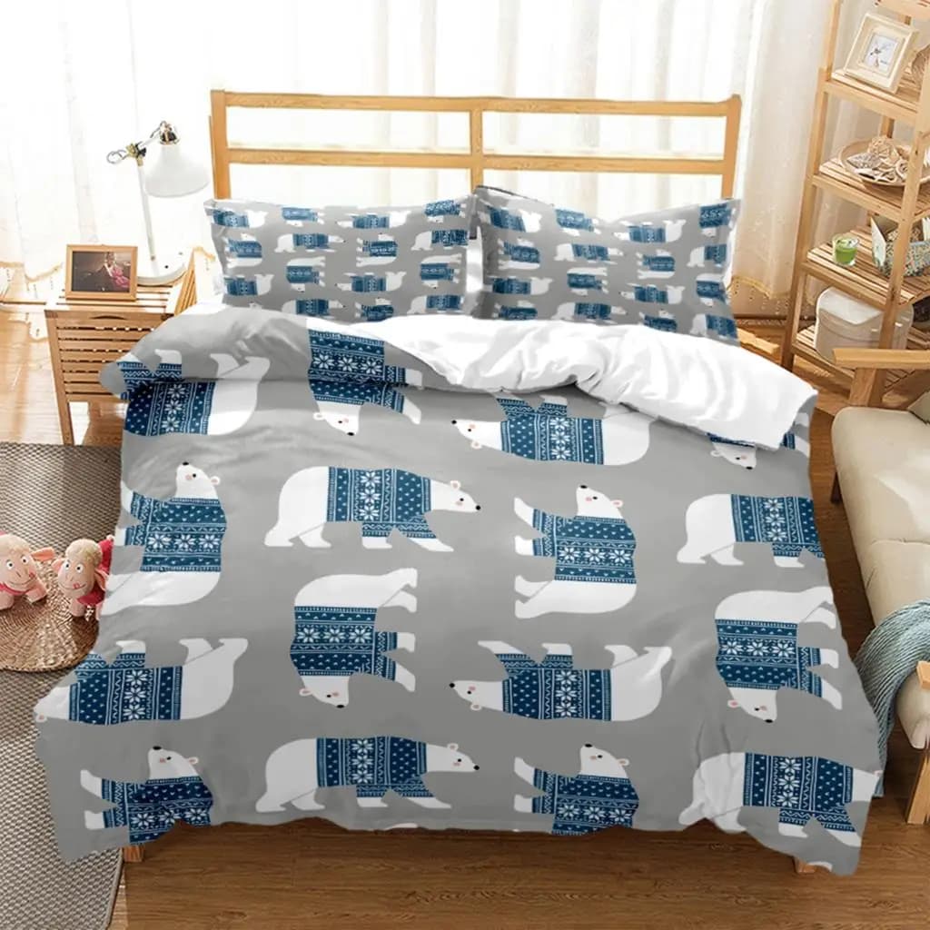 Set biancheria da letto con stampa HD dell'orso piccolo cartone animato, set biancheria da letto king size, letto per ragazza, copripiumino per letto matrimoniale, set biancheria da letto con federa