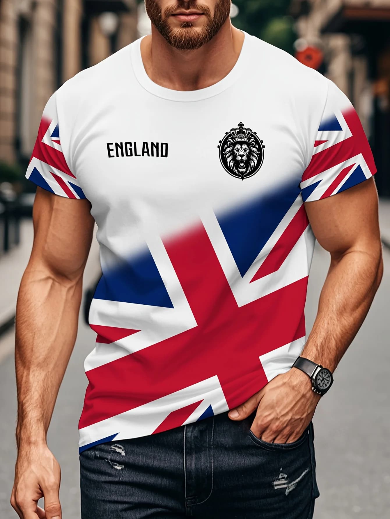 2026 Nuovo The British Flag Graphic 3D Print T-shirt per uomo Estate manica corta Bianco e blu O-Collo Tees Casual Top oversize
