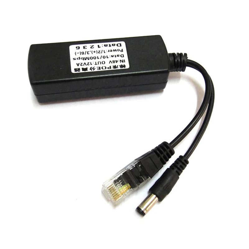 Splitter POE IEEE802.3AT Uscita CC standard 12V/2A Ingresso DC48-52V per sistema di sicurezza telecamera IP CCTV