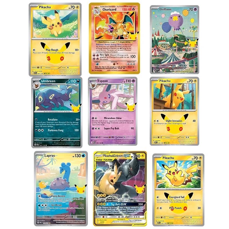 Diy Pokemon Ptcg Pikachu Charizard ZekromL Umbreon Espeon 30th Print Card Classic Game Anime Collection