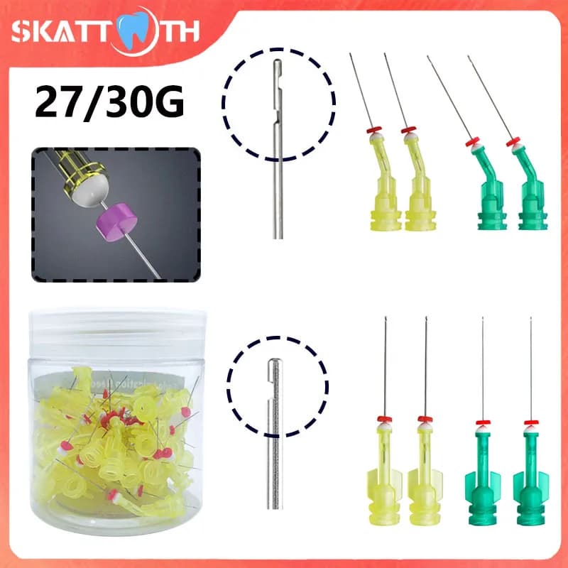 50 Pz Dentale Endodonzia Irrigazione Punta Dell'ago 27/30G Singolo/Doppio Foro Laterale Canale Radice Pulizia Siringa Denti Anteriori e Molari