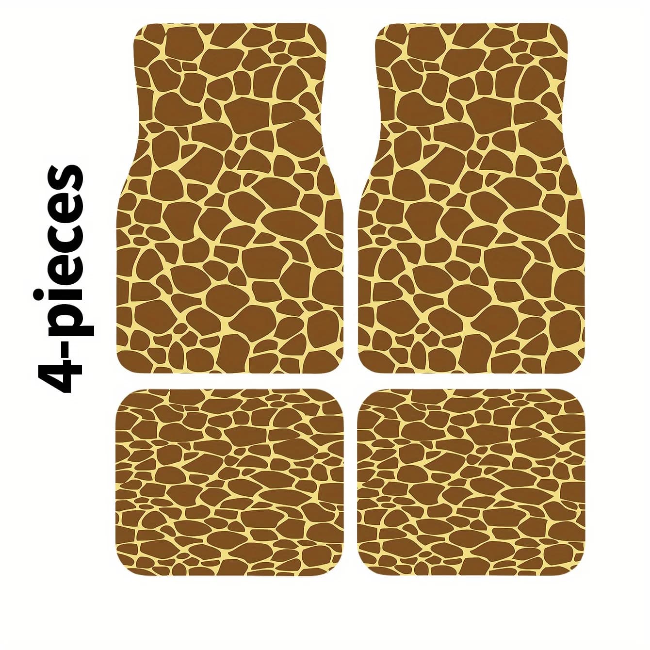 Set di 4 tappetini per auto, tappetini per auto alla moda con motivo a giraffa, comfort per tutte le stagioni, eleganti e resistenti, facili da pulire, S