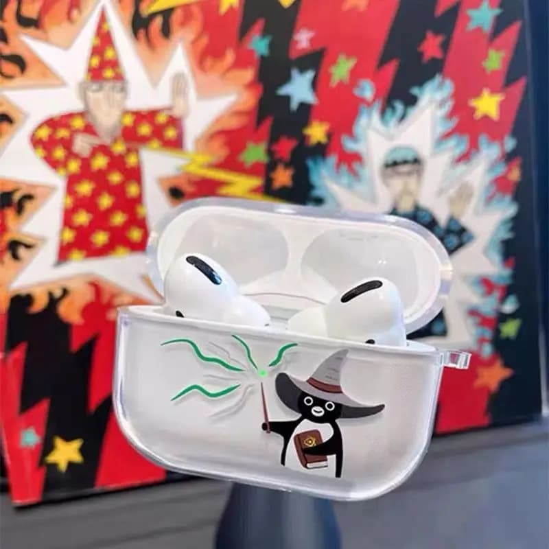 For Airpods 4 3 2 1 Case Creative Magician Penguin pattern Crystal Soft Clear Earphone Cover For Airpods Pro 2 3 2nd Protective