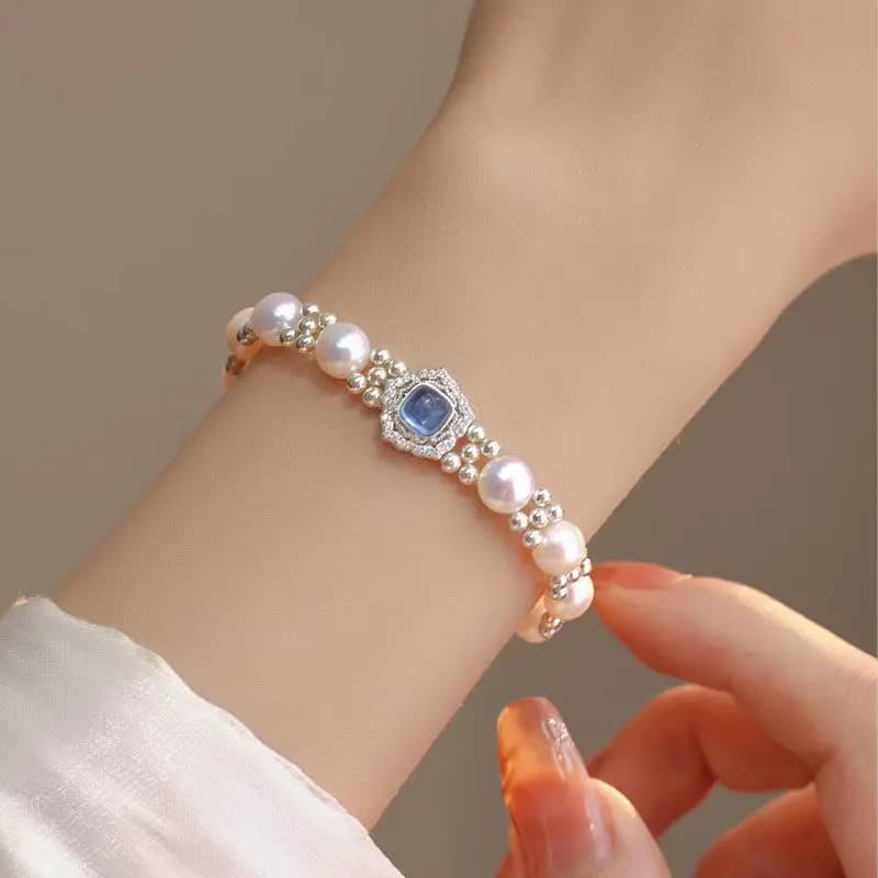 2024 nuovo Design Aquamaro Pearl S925 bracciale in argento Sterling nicchia regalo personalizzato luce gioielli di fascia alta da donna di lusso