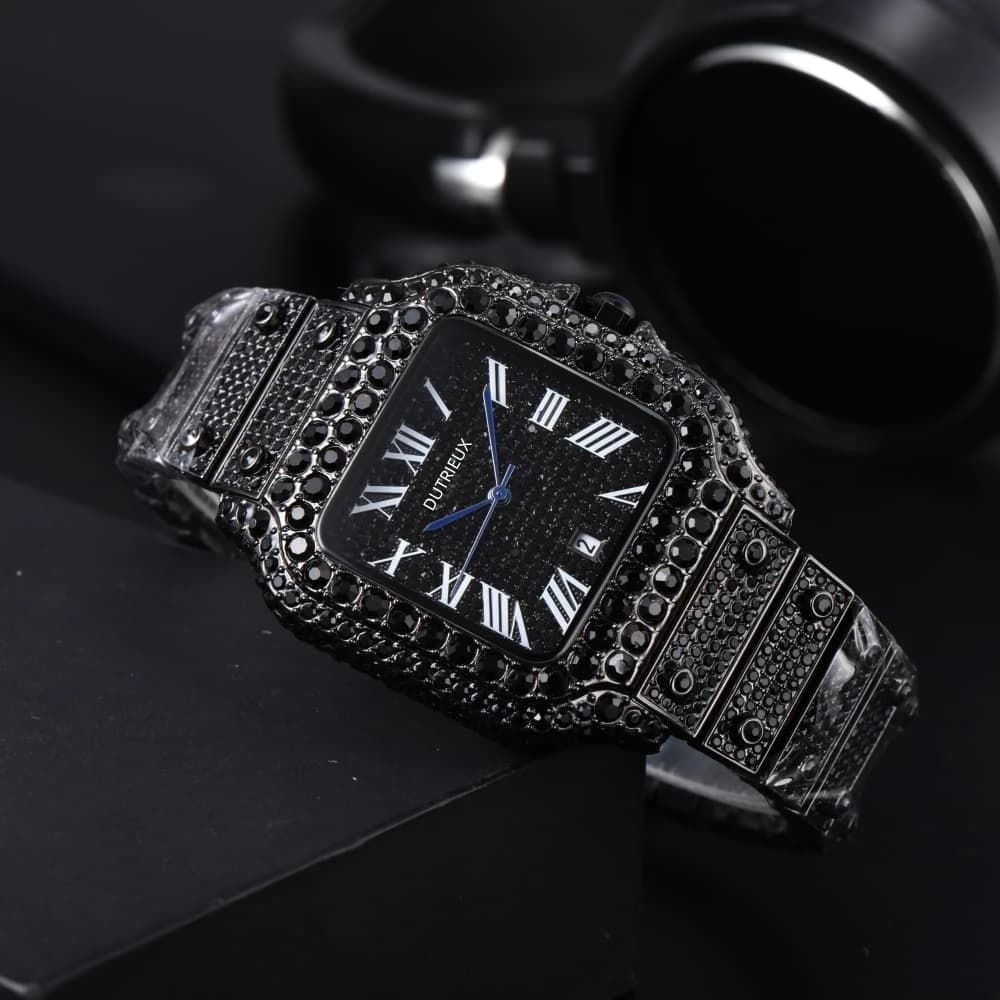 Top Sale Black Pink Square Dial Watches for Men Steel Strap Business Cartxxx Designer Full Diamond Style Watch Fashion AAA Clocks for Gift