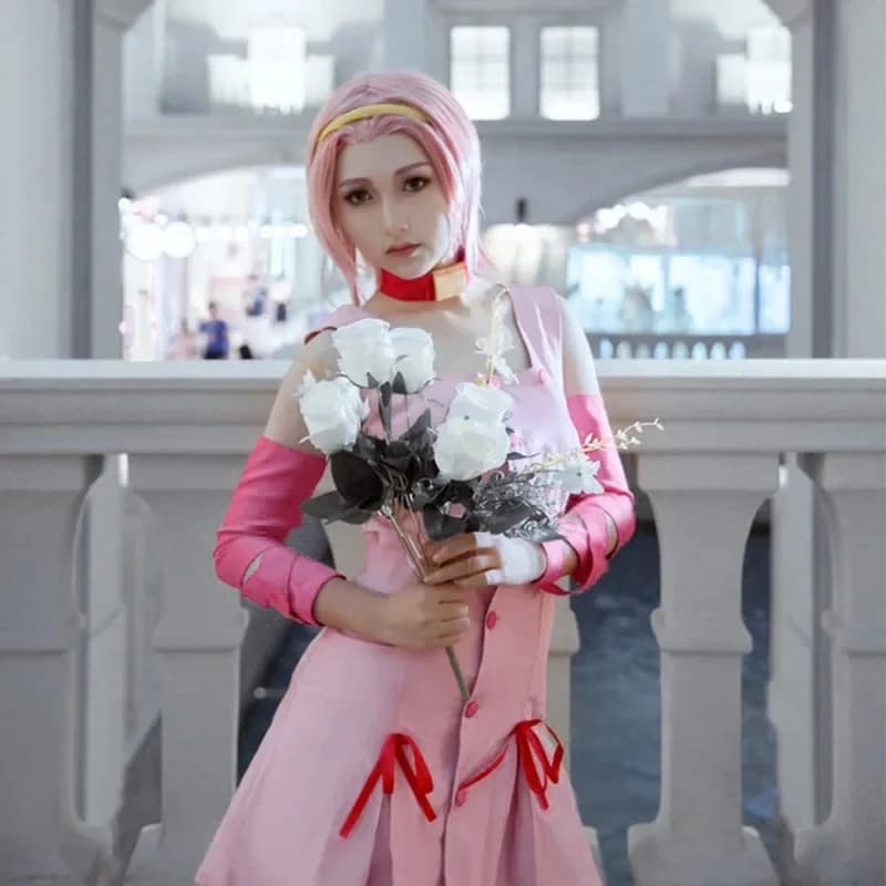 2026 JoJo's Bizarre Adventure movie Sugimoto Reimi Cosplay Costume pink dress with T1CHA