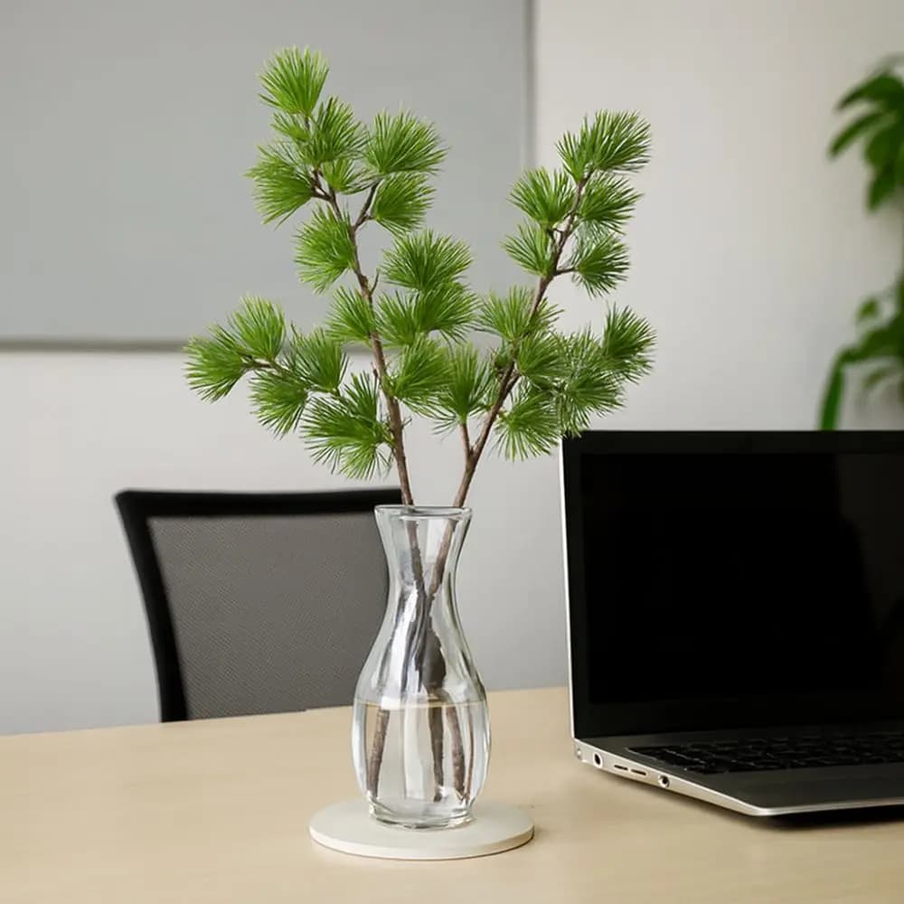 Reception Decor 60 CM Artificial Pine Branch Plastic Luxury Pine Trees Plants Decorative Realistic Fake Plants Hotel Lobby