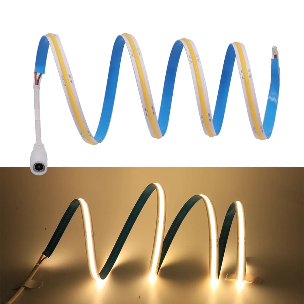 COB LED Strip Light Bar 12V 8mm 320LEDs/m High Density Dimmable Flexible Linear Tape CRI RA90 White/ Natural White/ Warm White
