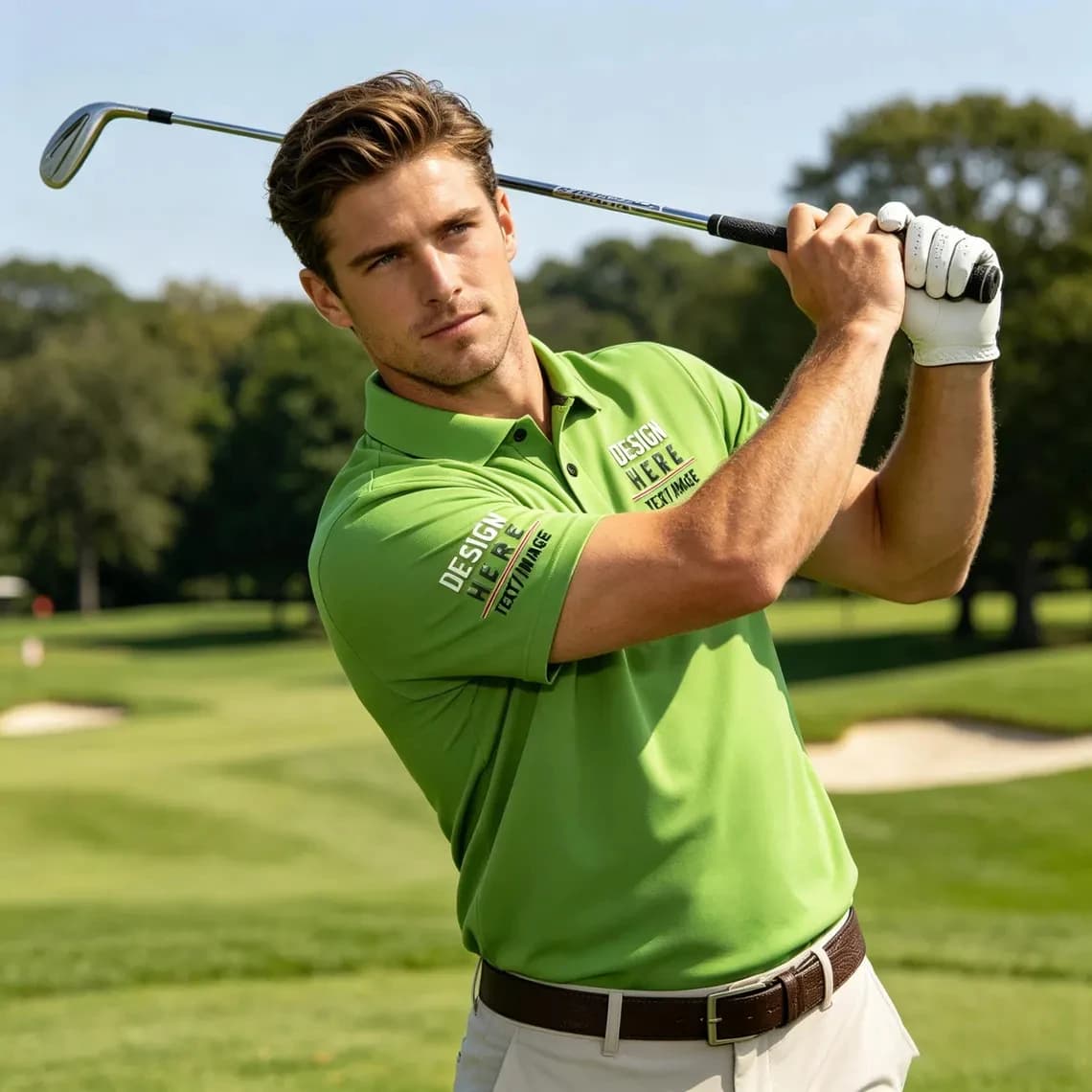 Summer Mens Custom Diy Logo Golf Polo Shirts New Quick Dry Loose Lapel Stretch Tee Tennis Workplace Short Sleeve Team Uniform