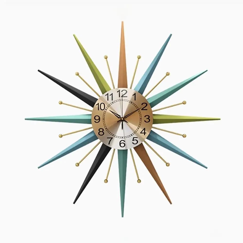 Orologio da Parete in Metallo e Cristallo Stile Mid-Century, Orologio Decorativo Silenzioso a Forma di Stella, Adatto per Soggiorno, Camera da Letto, Sala da Pranzo