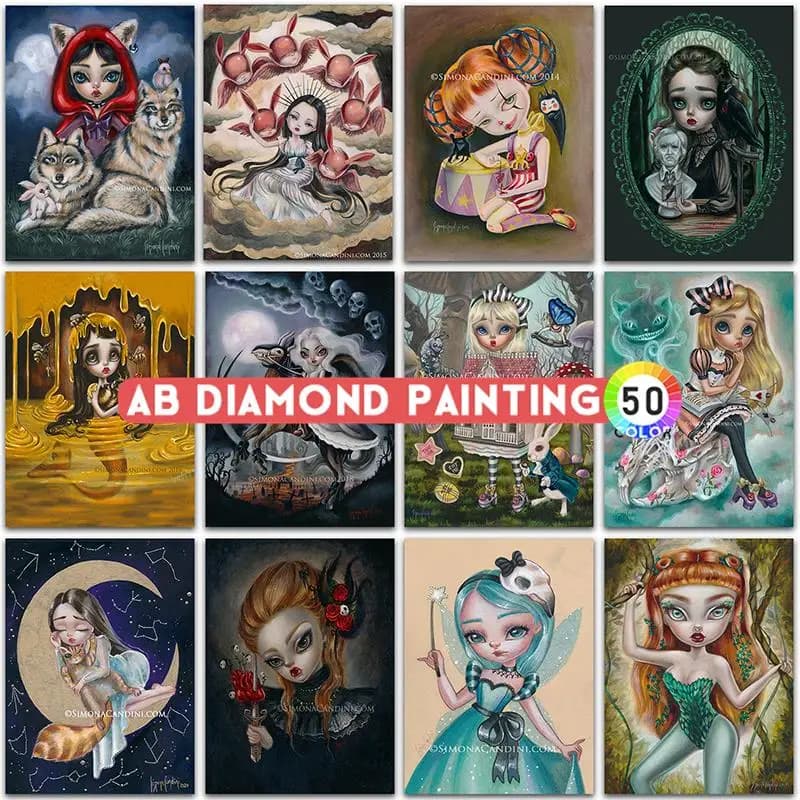 AB Diamond Painting Cartoon Princess Girl Cat Vampire Full Square Round Diamond ricamo punto croce Diamond Mosaic Paint Art