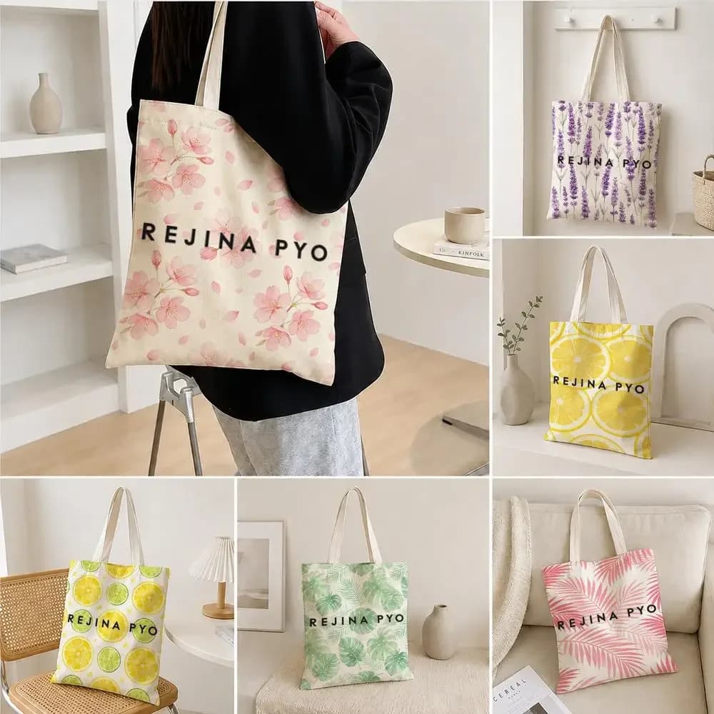 fashion Rejina Pyo Storage Bags Polyester Canvas Foldable Tote Bag Lightweight Reusable Shopping Shoulder Bag