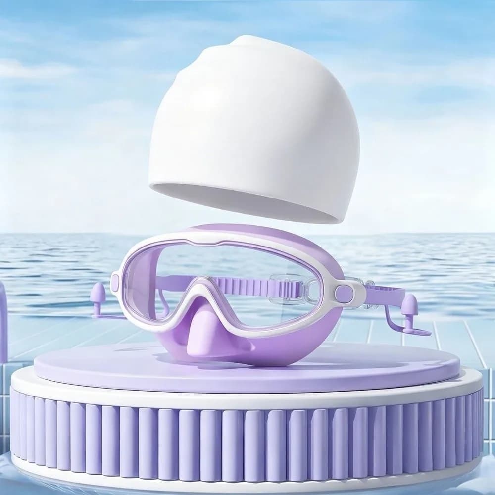 Wide View Silicone Swimming Glasses HD View Anti-fog Swim Goggles UV Protection Big Frame Swimming Goggles Children