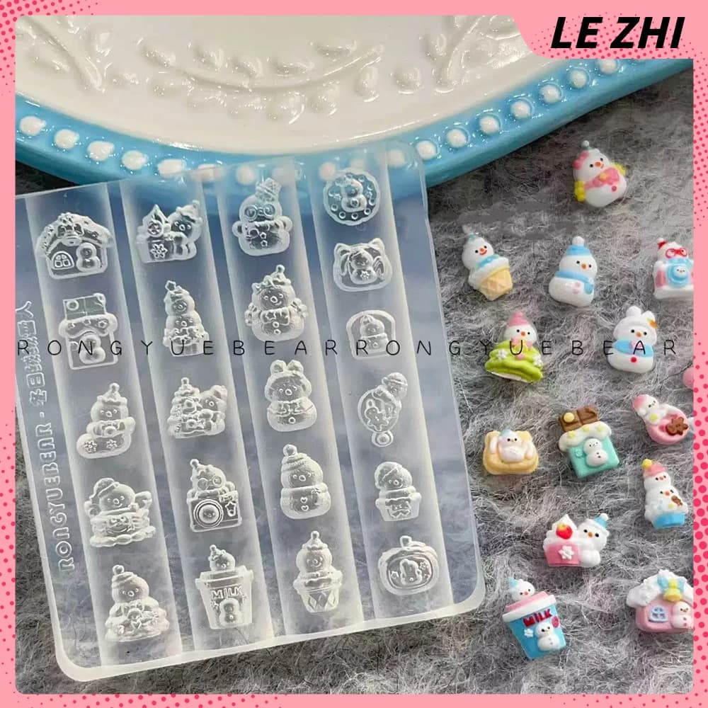Stampo per Nail Art Serie Cartone Animato Gatto e Pupazzo di Neve, Decorazione per Unghie con Motivi Gelato, Torta, Cioccolato, Fotocamera, Casa, Calzini