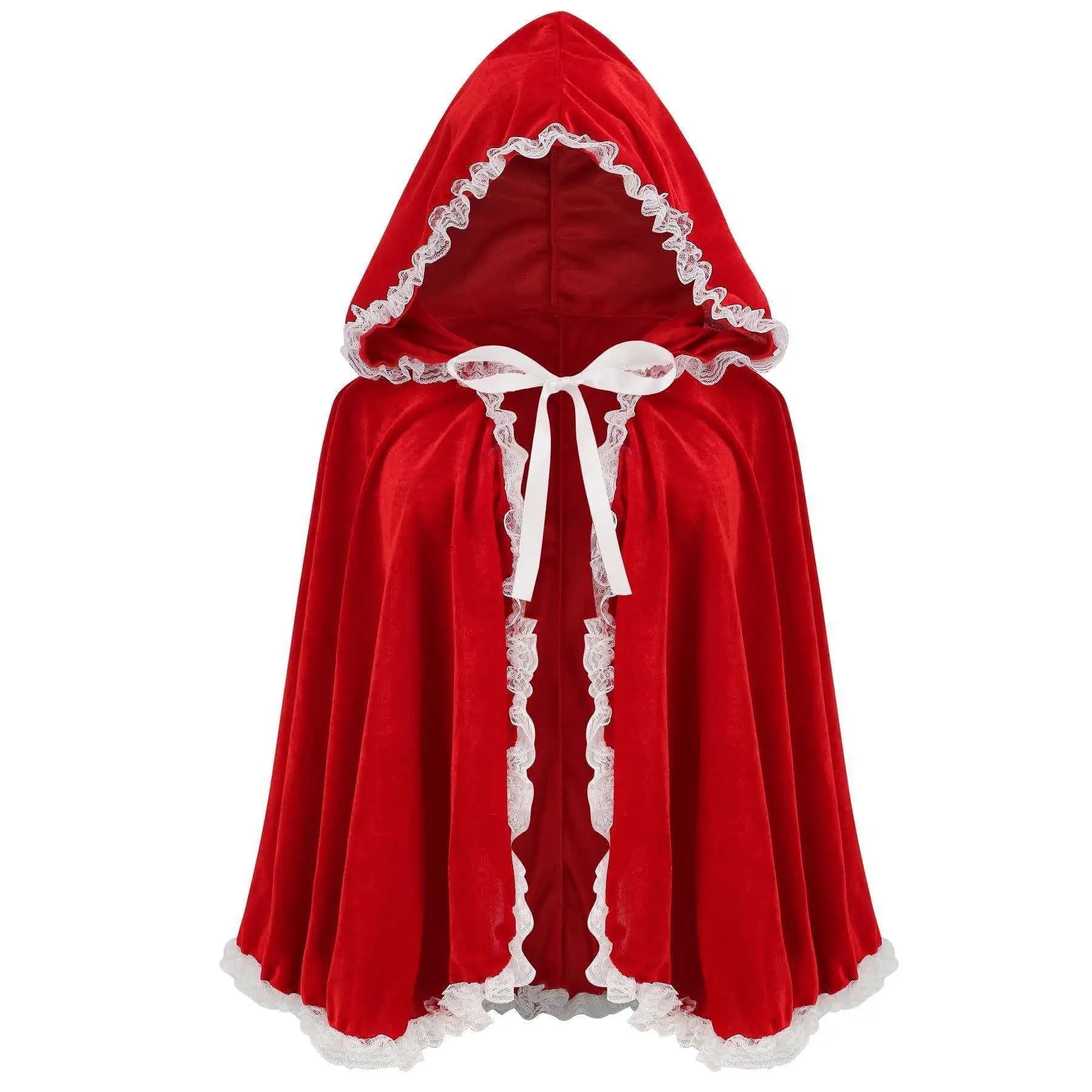 Red Halloween Short Coat Vintage Style Women's Lace Trim Cloak Stage Performance Jacket Retro Windbreaker Ladies' Fashion