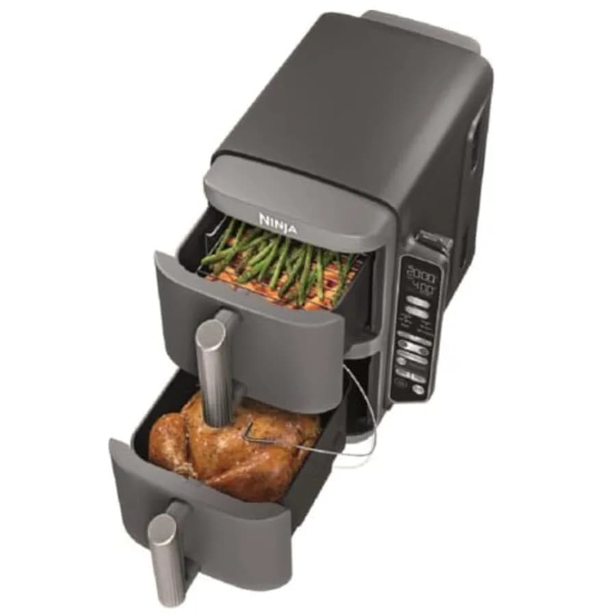 Friggitrice ad Aria Smart DoubleStack XL con 2 Cestelli, 10 QT, 6-in-1, Tecnologia DoubleStack, Cuoce 4 Alimenti Contemporaneamente, Design Salvaspazio
