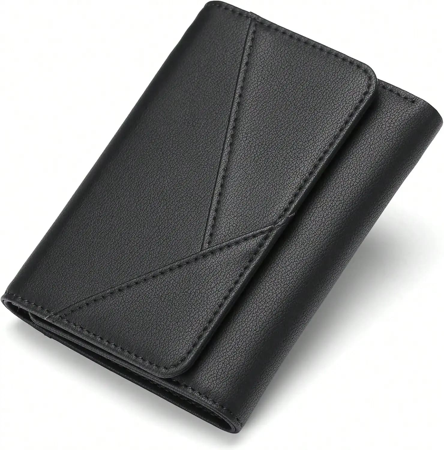 Piccolo Portafoglio in Pelle con Protezione RFID, Trifold con Tasca Portamonete con Cerniera