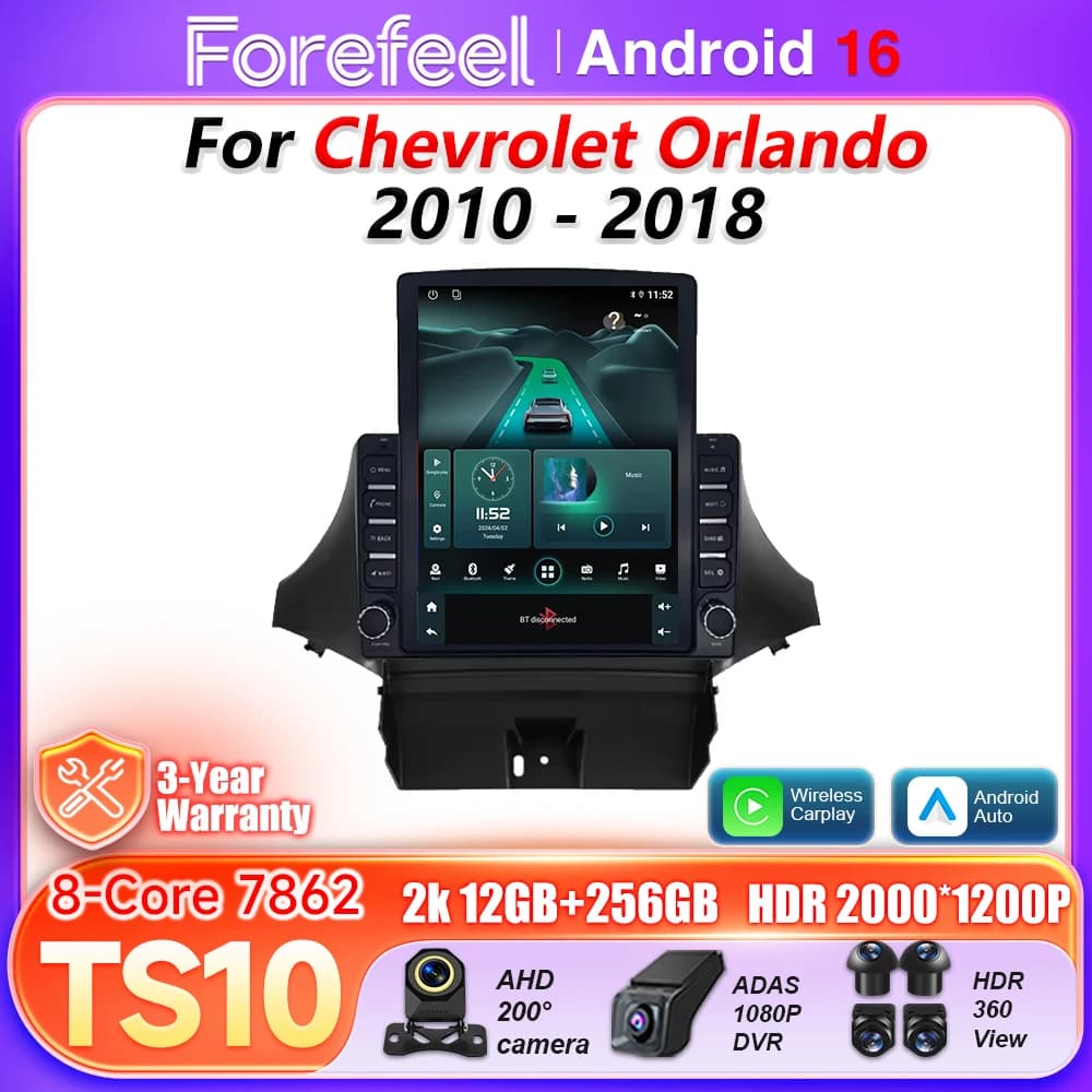 Autoradio Android 16 da 9.7 pollici per Chevrolet Orlando 2010 2011 2012 2013 - 2018 Carplay BT Multimedia Player 5G Wifi Video GPS