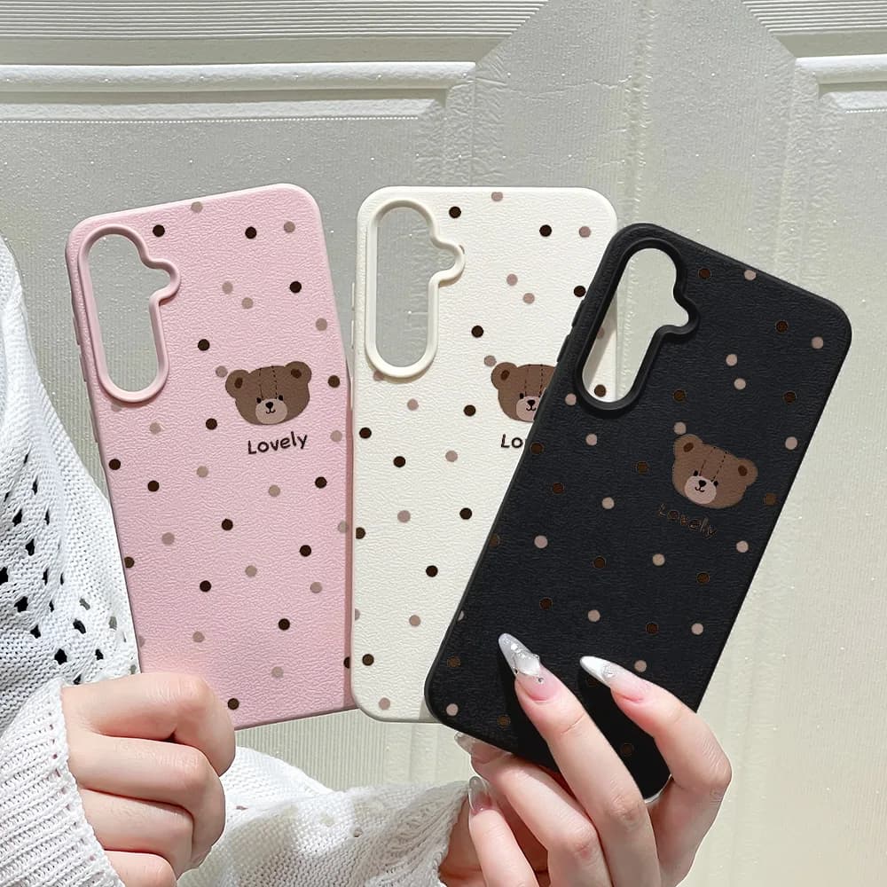 Cover per Telefono con Simpatico Orso Cartoon per Samsung Galaxy S25 Ultra S24 FE S23 A56 5G A55 A16 A17 A36 A53 A35 A34 A06 A07 A26 A05S