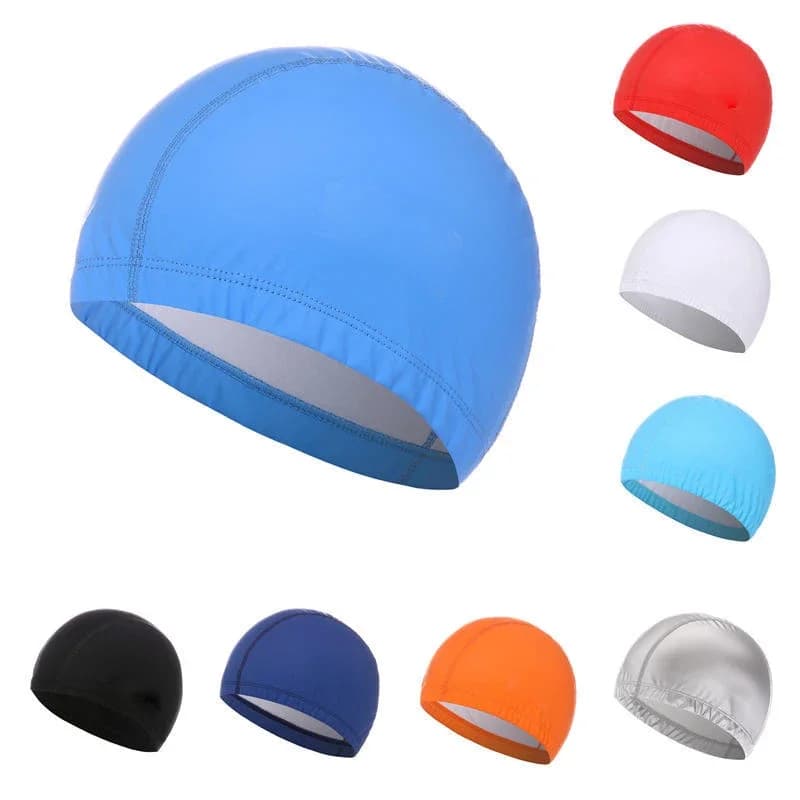 Cuffia da nuoto rivestita in PU Cappello da piscina estivo confortevole unisex Protezione elastica per le orecchie per donna Uomo Adulti Cappelli da bagno da nuoto