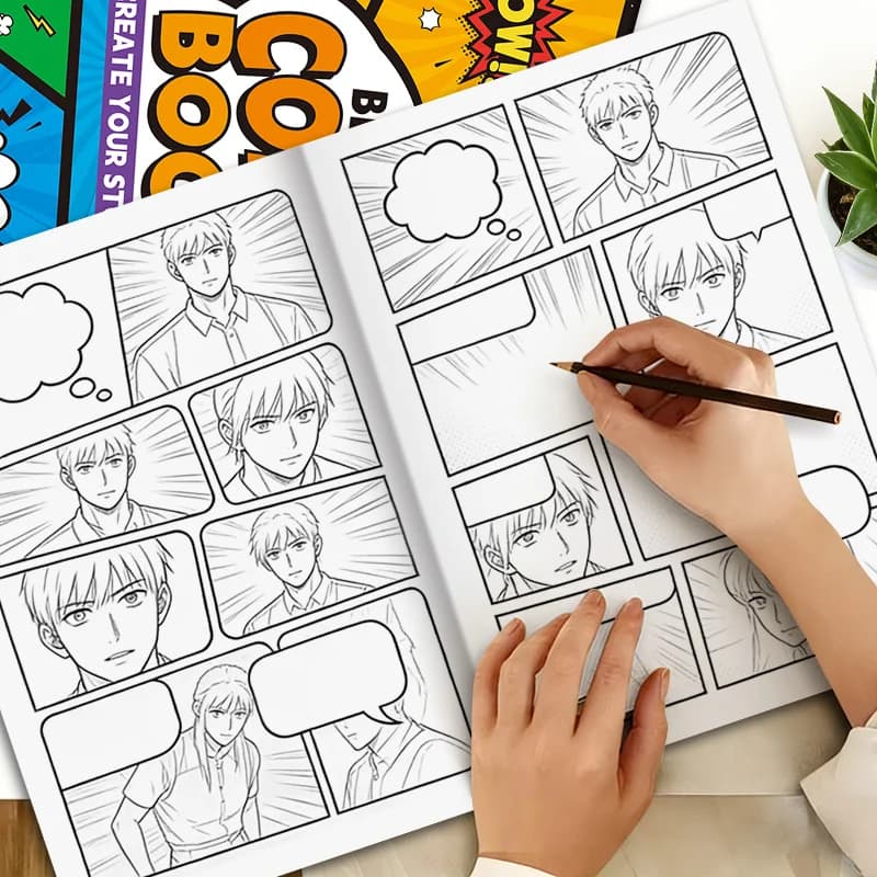 Drawing Book Comic Graffiti Drawing Book, Splicing Style Hand Drawn Comic Decompression Drawing 32 Page Splicing Blank