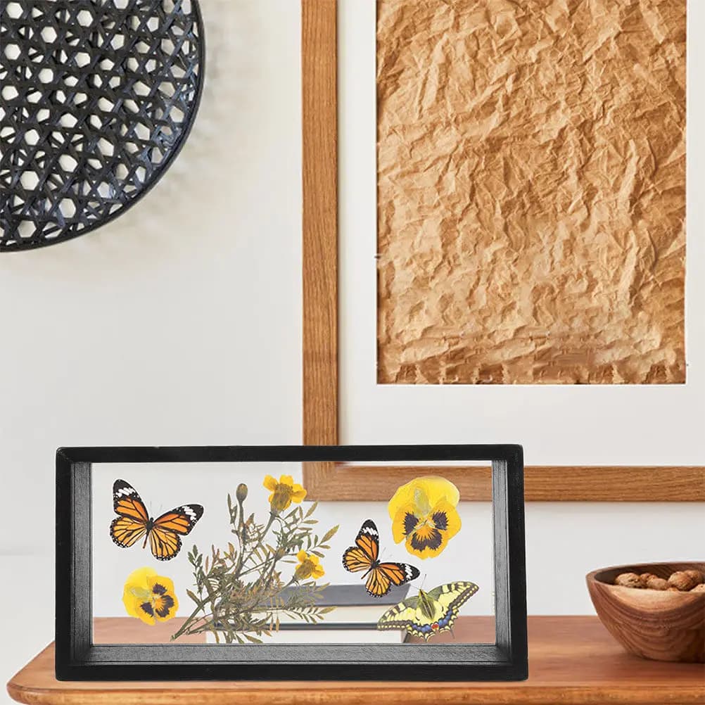 2Pcs Dried Flower Photo Frame Acrylic Display Simple Design Plant Specimen Frame DIY Decorative Display for Pressed Flowers