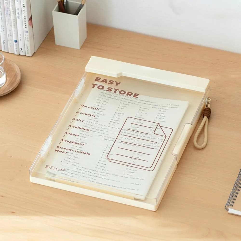 Thickened PP Document Folder Large Capacity Heavy Duty Document Holder with Metal Clip Impact-Resistant File Storage Box Home