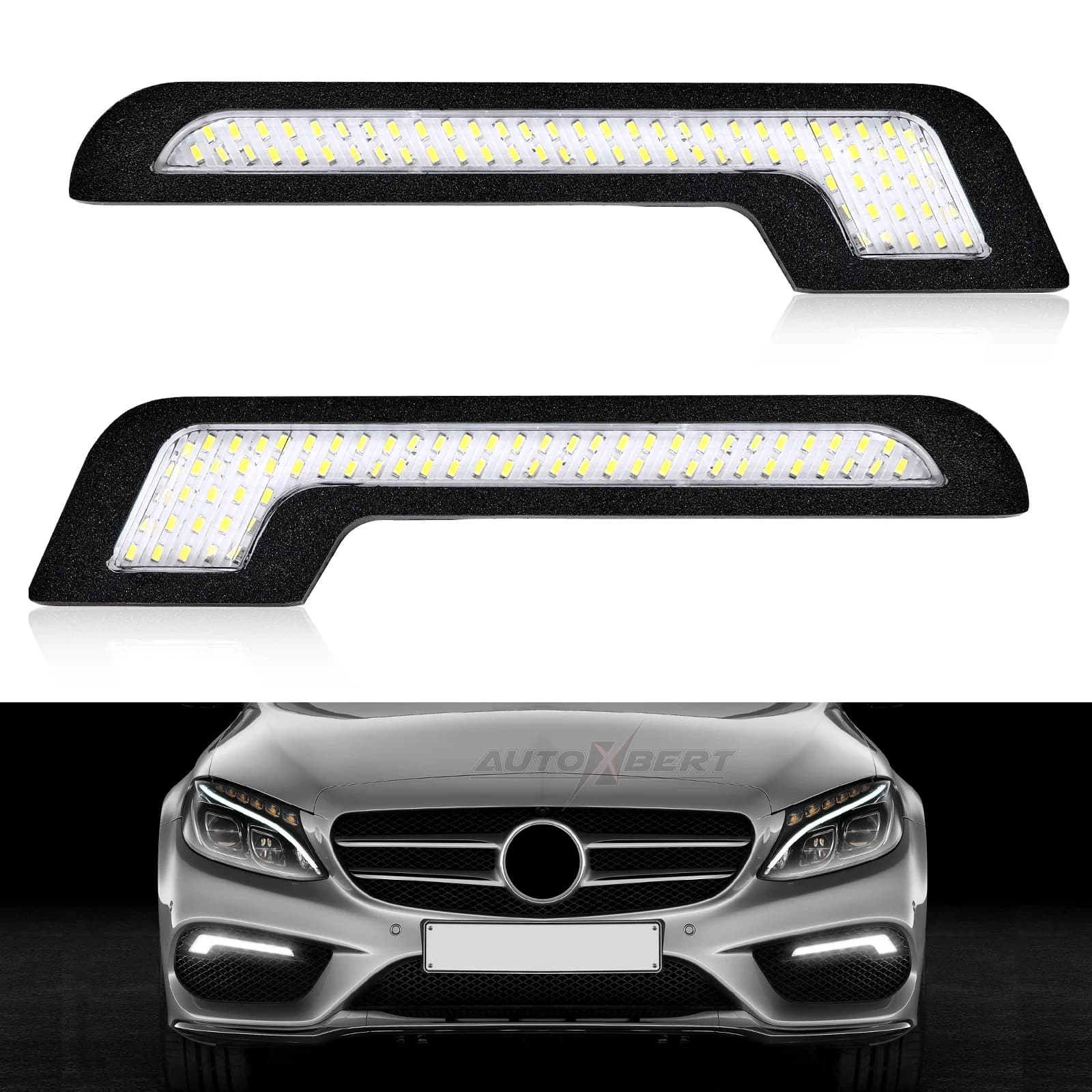 Coppia LED universale per auto DRL fendinebbia luce diurna luce di marcia diurna paraurti anteriore testa fendinebbia lampada di guida striscia barra luminosa bianca