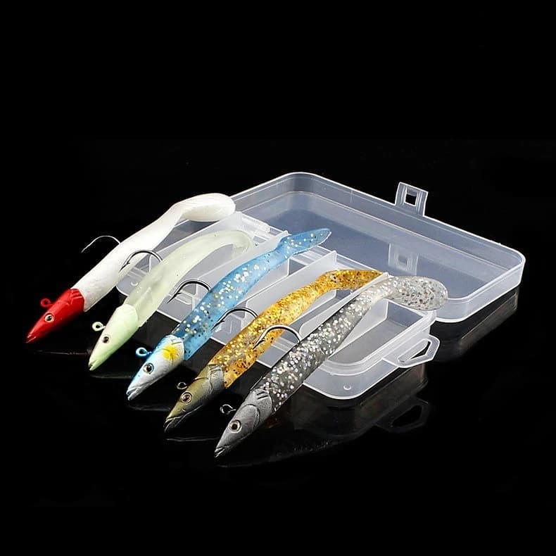 Lure Fishing Set Jig Head Soft Fish Lures Kit Saltwater Freshwater Bass Tackle with Box