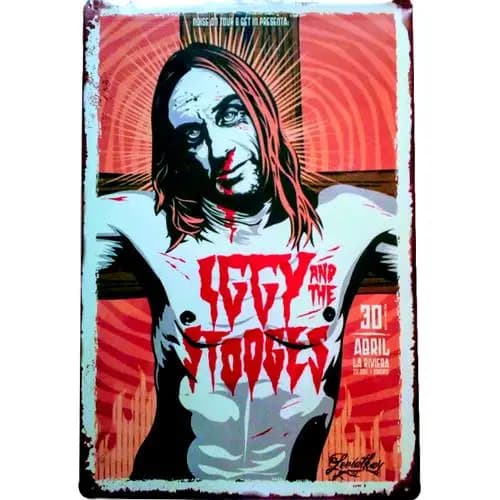 Iggy Pop The Stooges Targa in metallo vintage Punk Rock & Roll Retro Concert