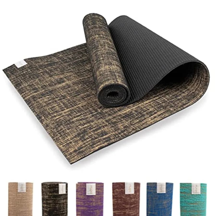 Tappetino da yoga in juta, tappetino per esercizi a terra vegano ad alte prestazioni, tappetino da yoga ecologico biodegradabile con supporto in PVC, 72" x 24", 0,2"