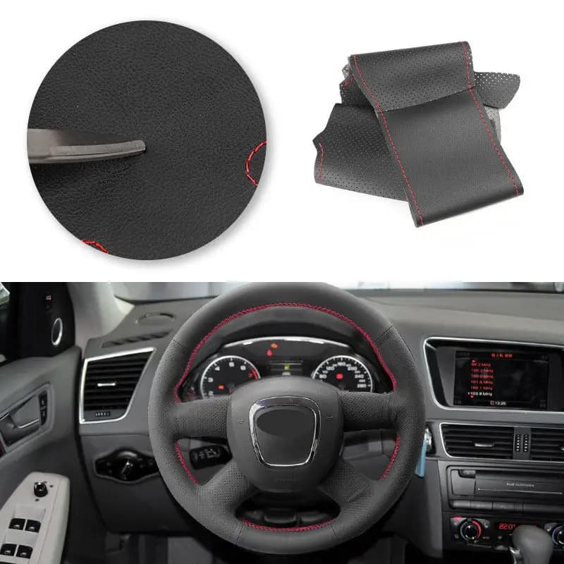For A3 8P Sportback A4 B8 Avant A5 8T A6 C6 A8 D3 Q5 8R Q7 4L Car Steering Wheel Microfiber Perforated Leather Cover Protective