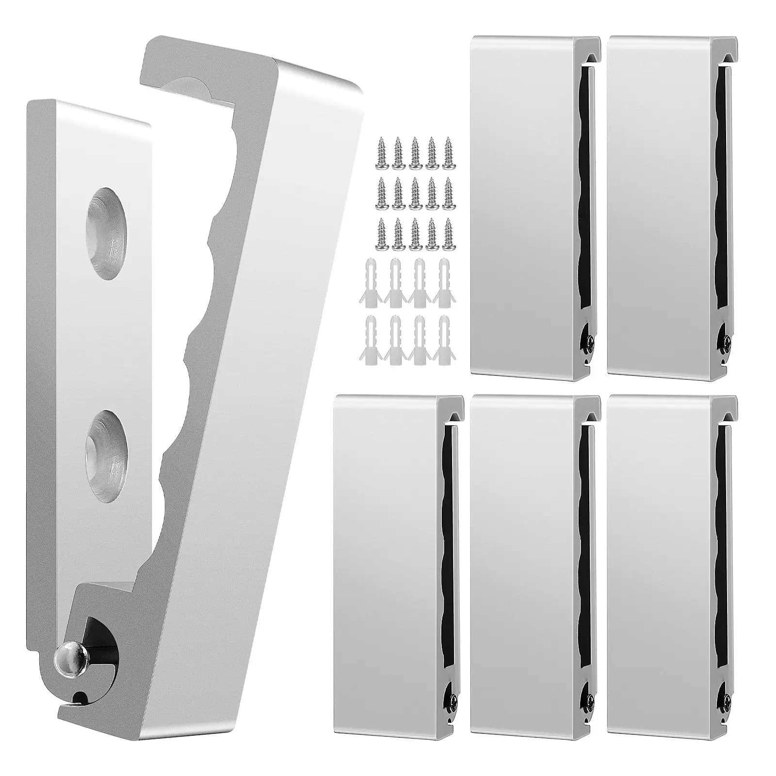 6Pcs Folding Hooks Wall Mount Heavy Duty Aluminum Alloy Wave Style Clothes Coat Towel Hat Key Hangers Backpack Hooks Screw in