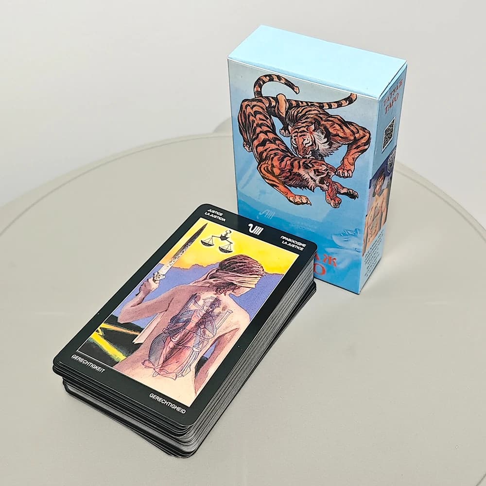 Mazzo di tarocchi tatuati 78 carte dei tarocchi multilingue - 10,3 * 6 cm